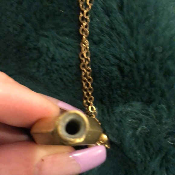 Antique Etched Brass Perfume Necklace - Picture 6 of 8